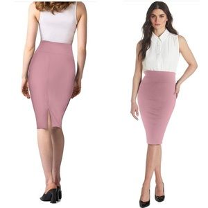 NWT Women Premium Nylon Ponte Stretch Office Pencil Skirt High Waist SIZE LARGE